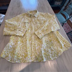 Charter Club Lime and White Floral Shirt 20W 100% Linen